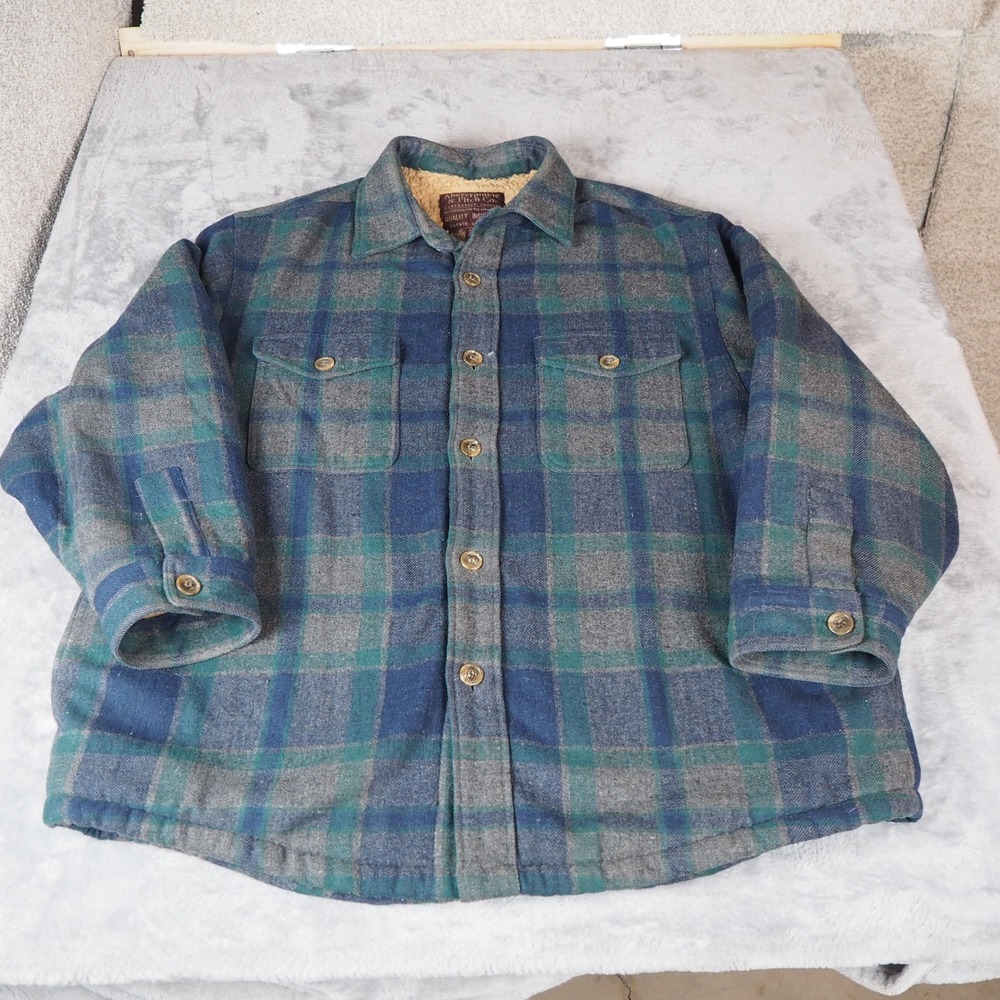 VTG Abercrombie & Fitch Heavy Wool Blend Sherpa Lined Mens XL Plaid Jacket